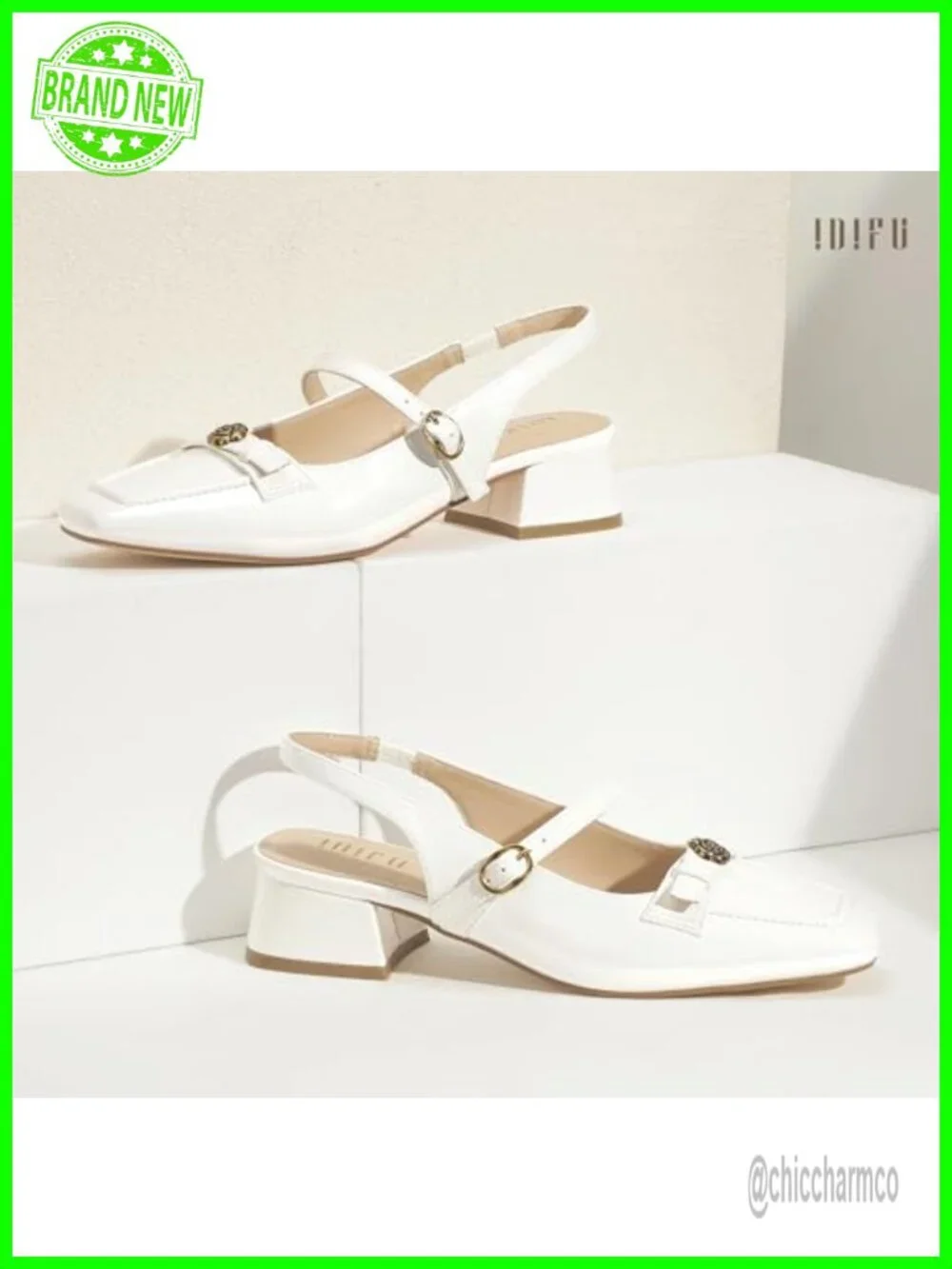 Vintage Mary Jane Slingback Chunky Block Heels Adjustable Buckle